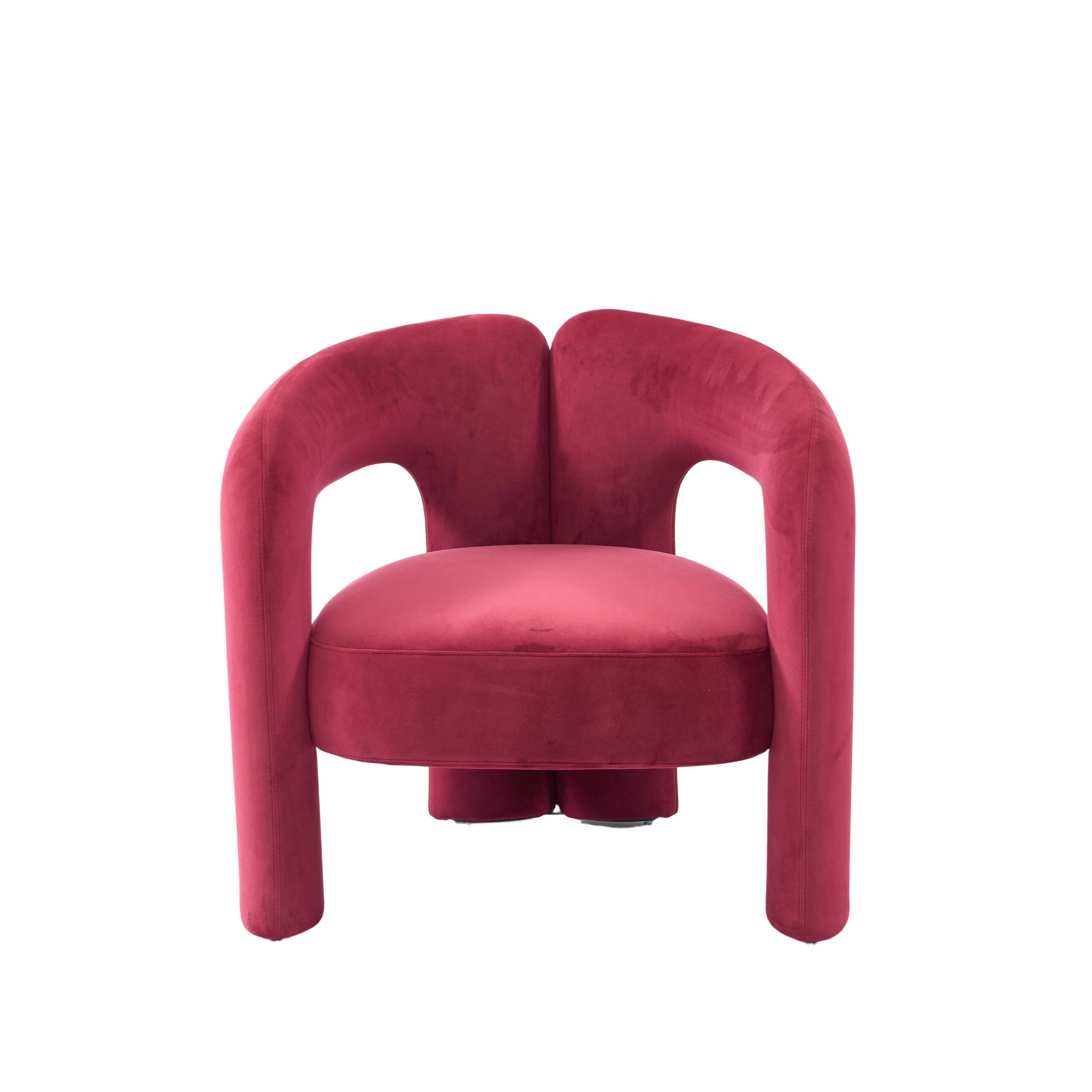Burgundy Luxury Designer Leisure Chair: Sophistication