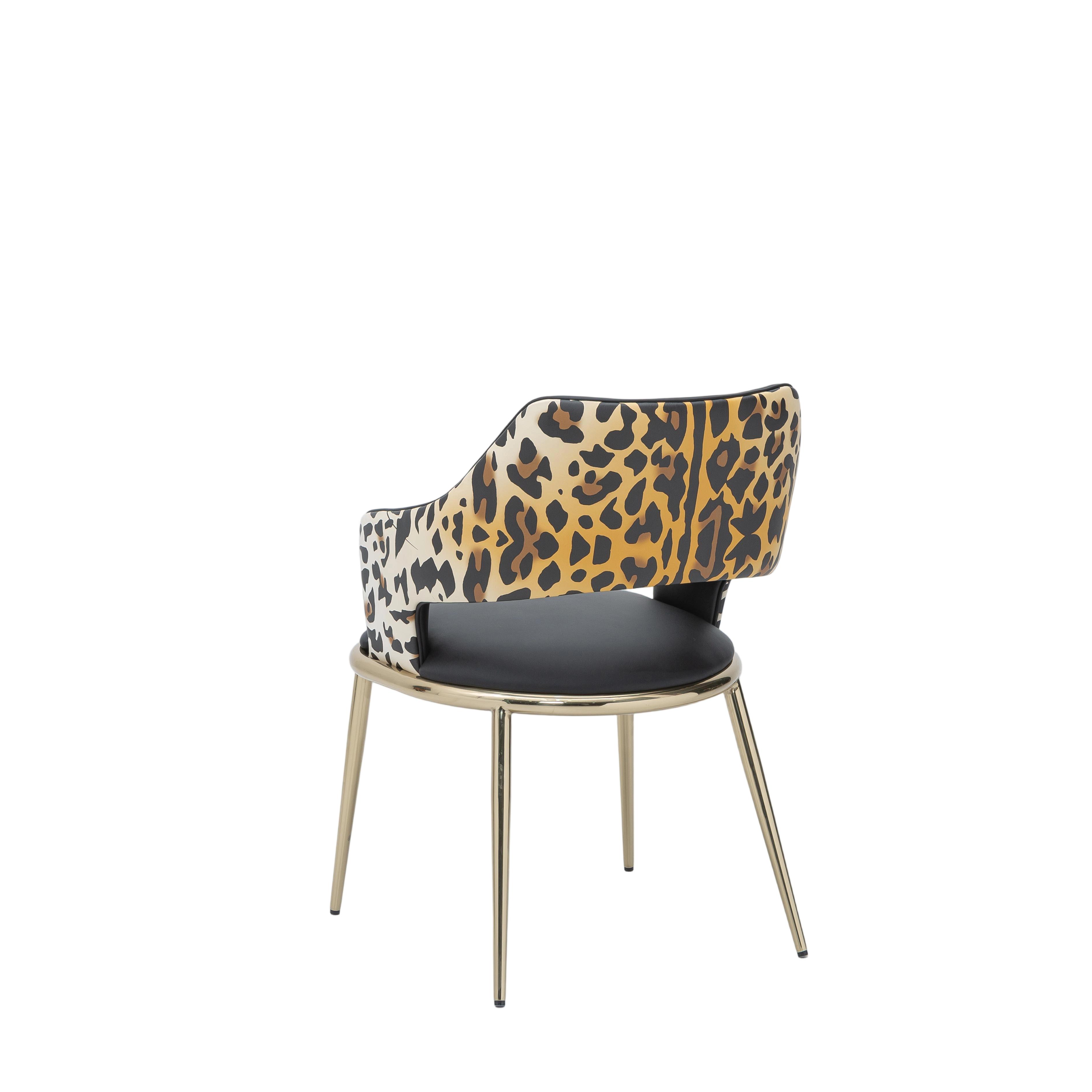 Italian Light Luxury High-End Leopard Print Dining Chair