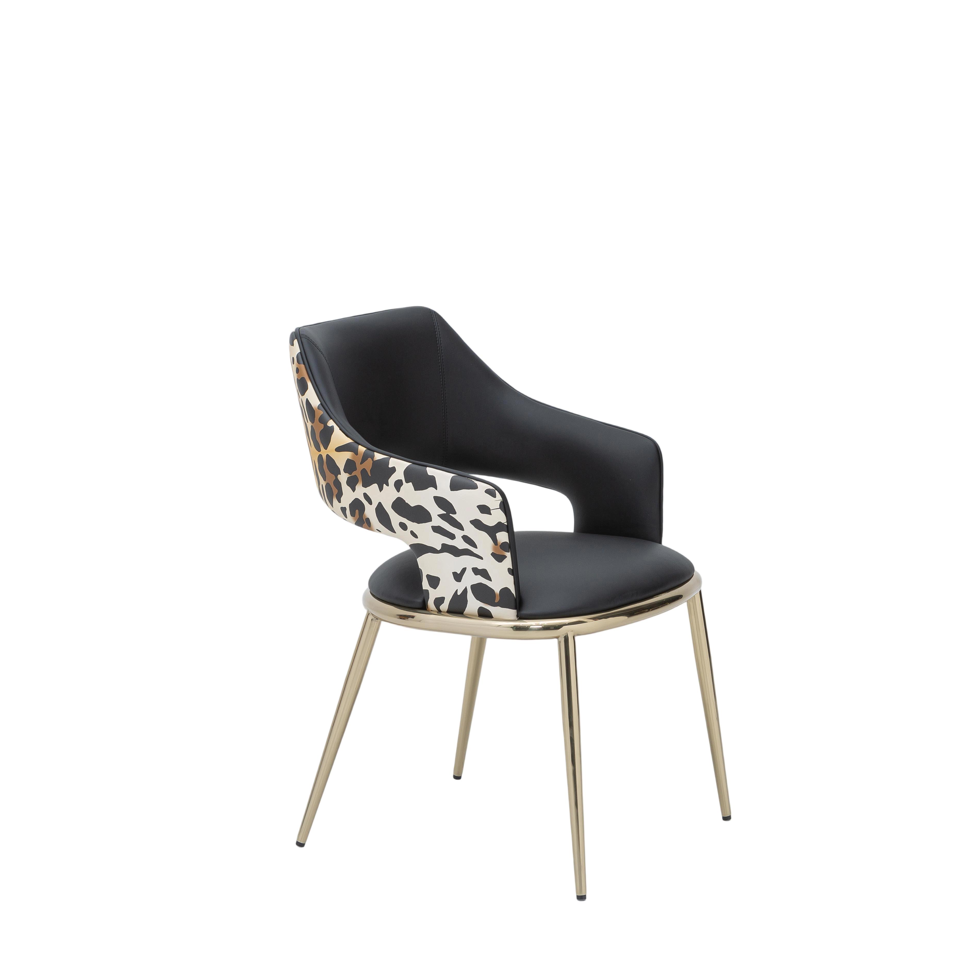 Italian Light Luxury High-End Leopard Print Dining Chair